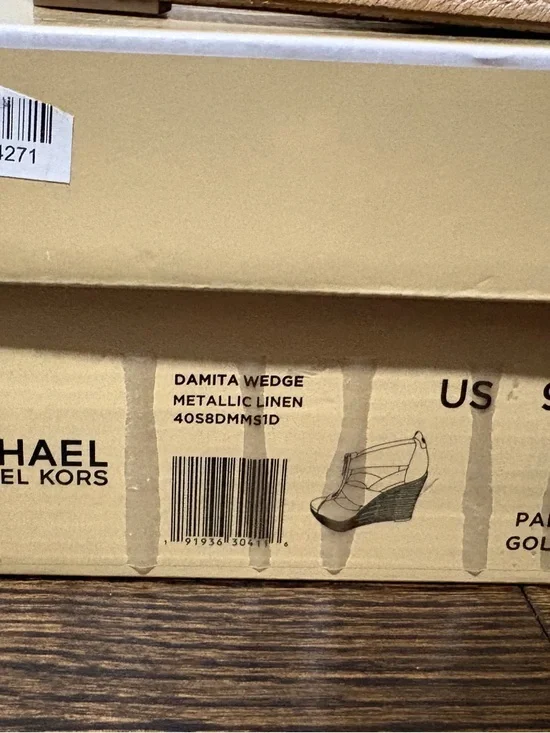 Michael Kors Beige Espadrille Zip Wedge Sandals - Picture 8 of 8